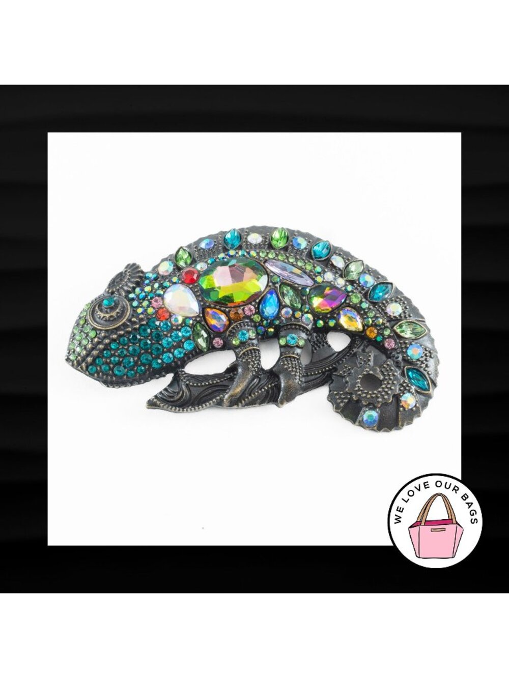 NEW CRYSTAL RHINESTONE GECKO LIZARD METAL CHARM BROOCH PIN for BAG COAT SCARF - Picture 1 of 2